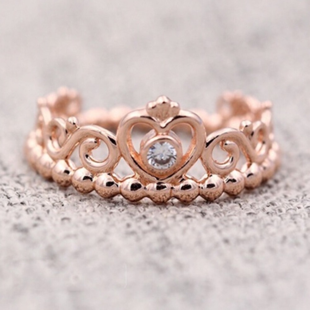 100% Sterling Gold Princess Crown Ring